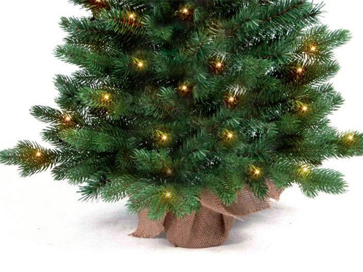 WEIHNACHTSBAUM künstlich e grüne Tanne Bernard im Topf 60 cm mit LED-Beleuchtung - Grün, Kunststoff (60cm) - LAALU