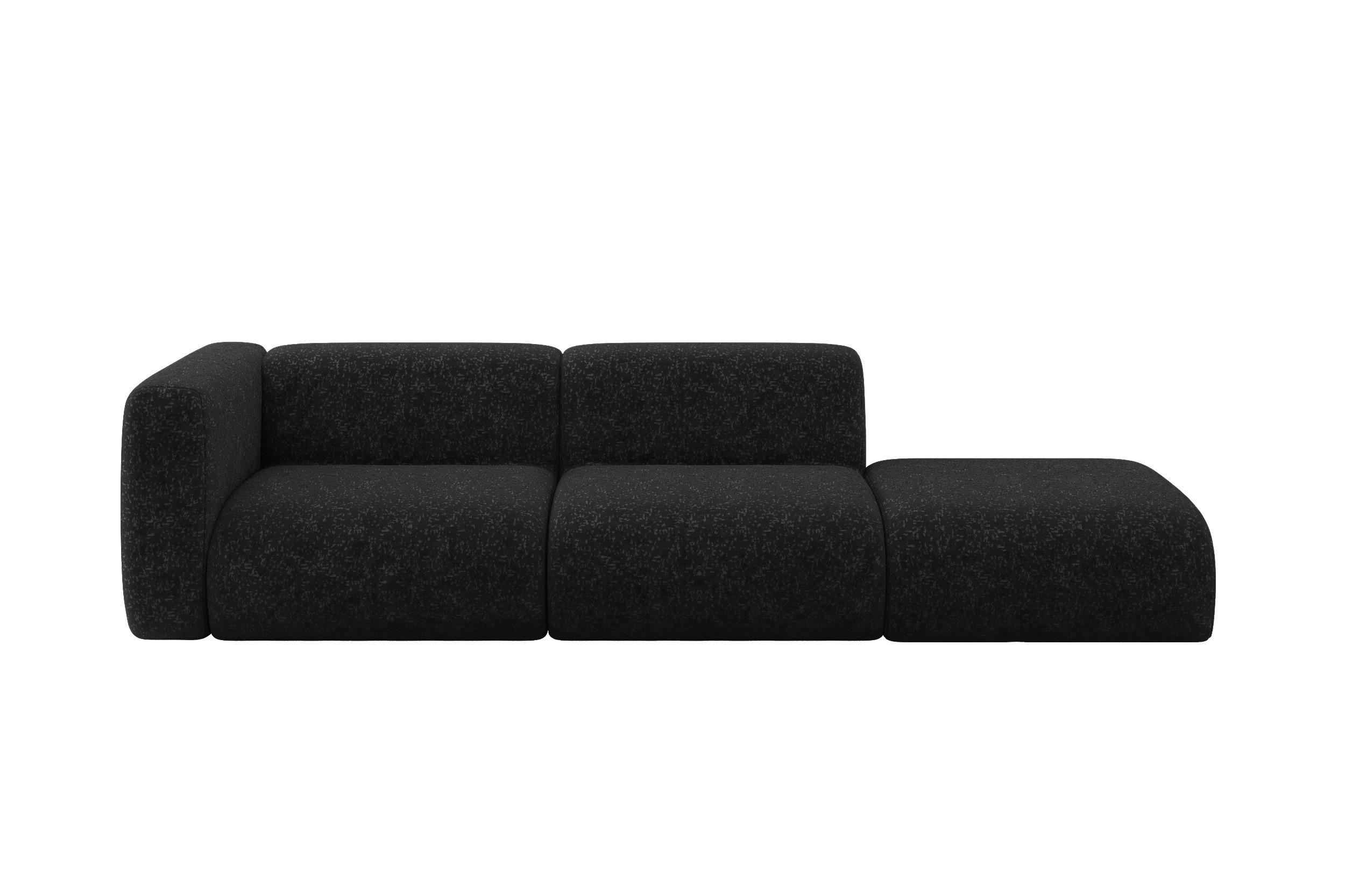 SOFA Ottomane Links MIRA-S3 296x89x70 Schwarz Velours - Schwarz, Holzwerkstoff/Kunststoff (296/70/89cm) - ALTDECOR