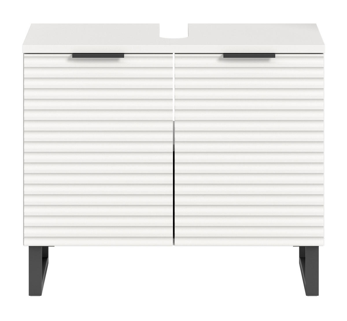 WASCHBECKENUNTERSCHRANK weiß 70 cm, mit Soft-Close - Schwarz/Weiß, Holzwerkstoff/Metall (70/59/34cm) - Inn.Furn