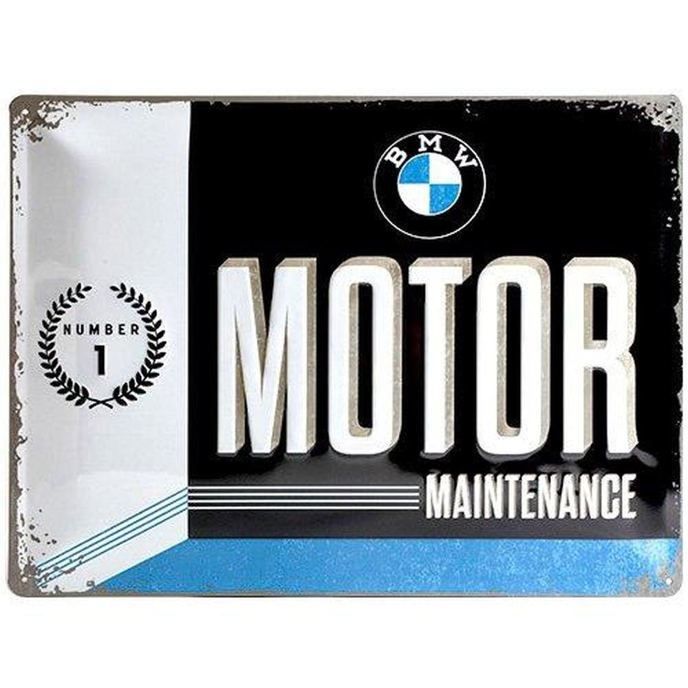BLECHSCHILD 30/40 cm BMW Motor Maintenance - Multicolor, Metall (40/30/0.2cm) - Nostalgic-Art