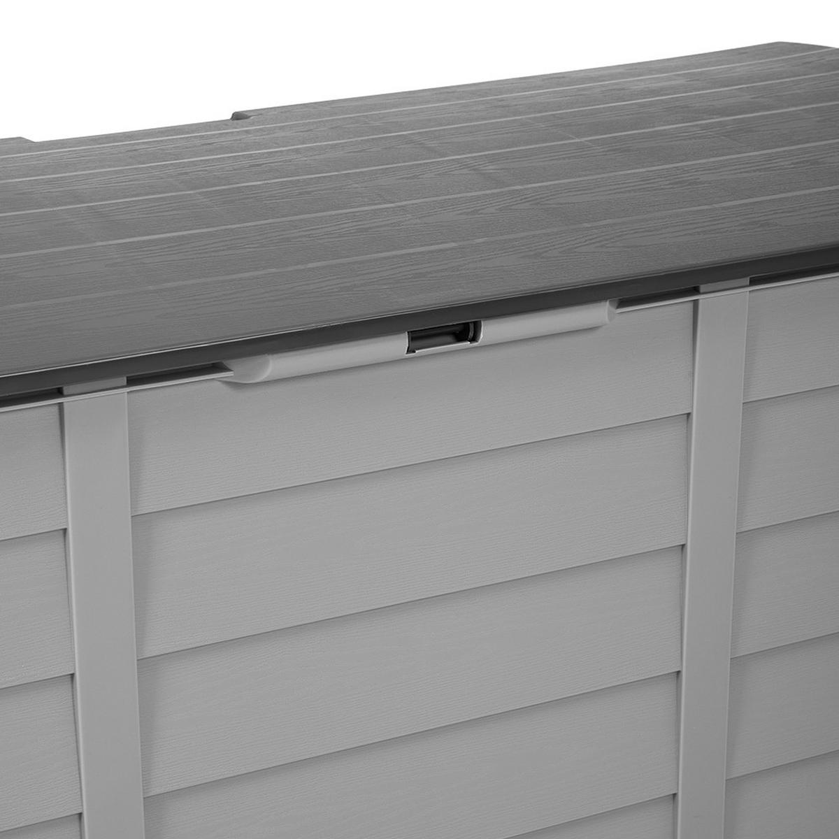 GARTENBOX 290L aus PP Kunststoff in Dunkelgrau + Hellgrau mit Rollen, Modell Robuste Konstruktio 112 cm B x 49 cm T x 54 cm H - Grau, Kunststoff (112/54/49cm) - Livingandhome