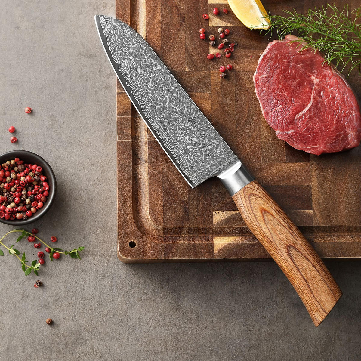 SANTOKUMESSER-SET 2-TEILIG 11–16 cm - Braun, Holz/Metall - Wakoli