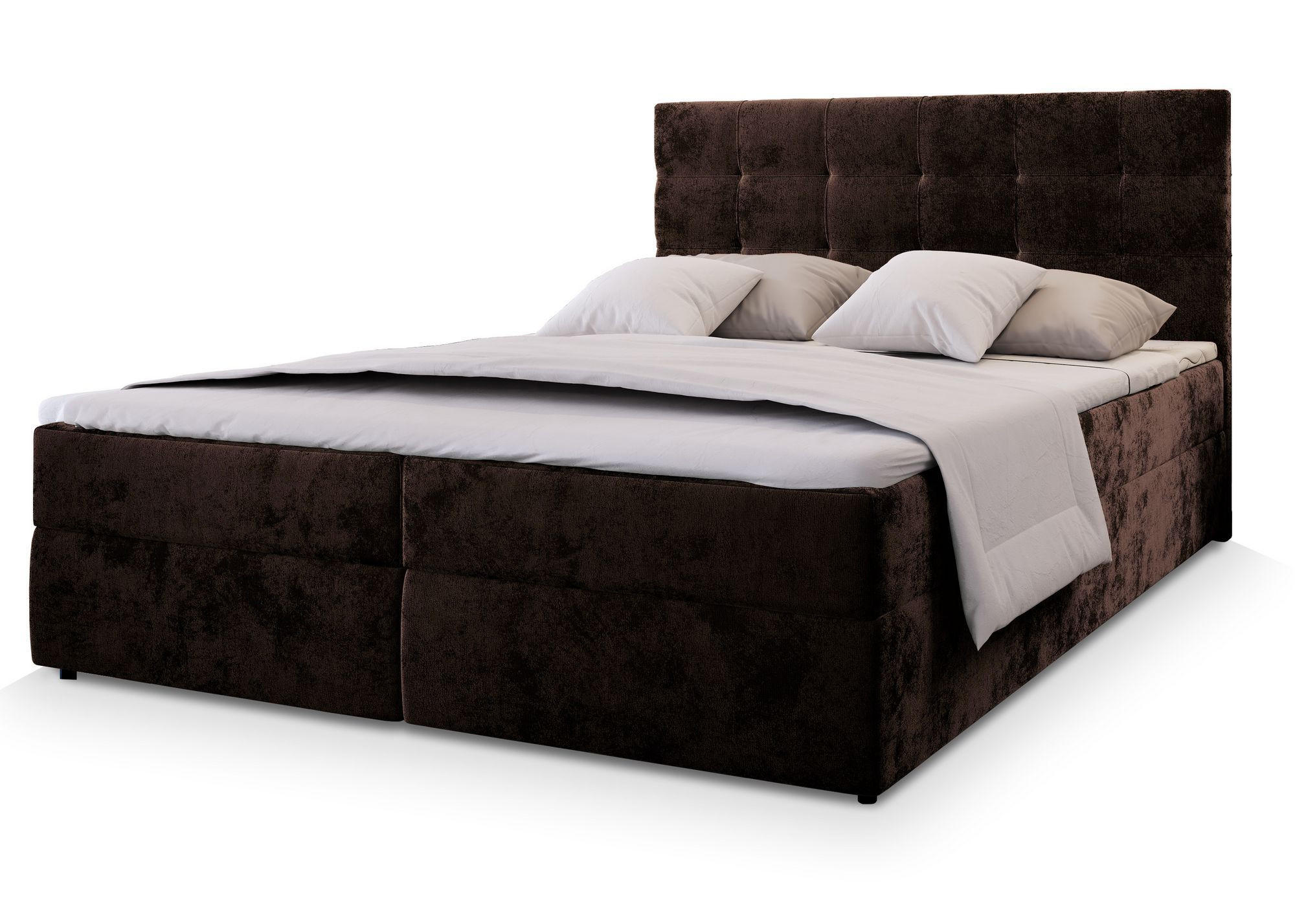 BOXBETT GLOS K 160x200 cm mit Matratze und Topper - Braun - Braun, Holz (160/200cm) - MASSENO