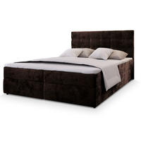 BOXBETT GLOS K 160x200 cm mit Matratze und Topper - Braun - Braun, Holz (160/200cm) - MASSENO