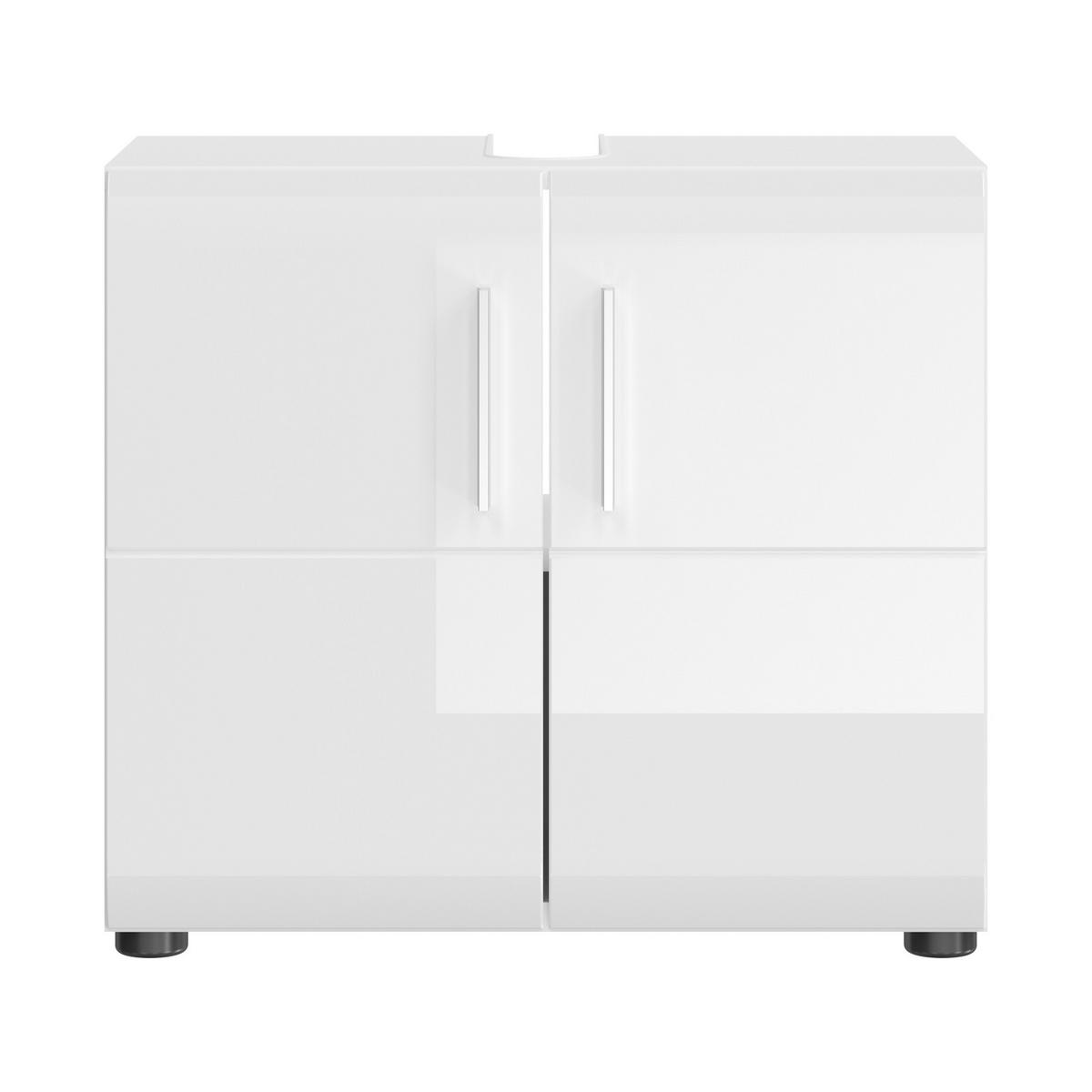 WASCHBECKENUNTERSCHRANK weiß Hochglanz, Badezimmer Unterschrank 60 cm - Chromfarben/Weiß Hochglanz, Holzwerkstoff/Kunststoff (60/54/32cm) - Inn.Furn