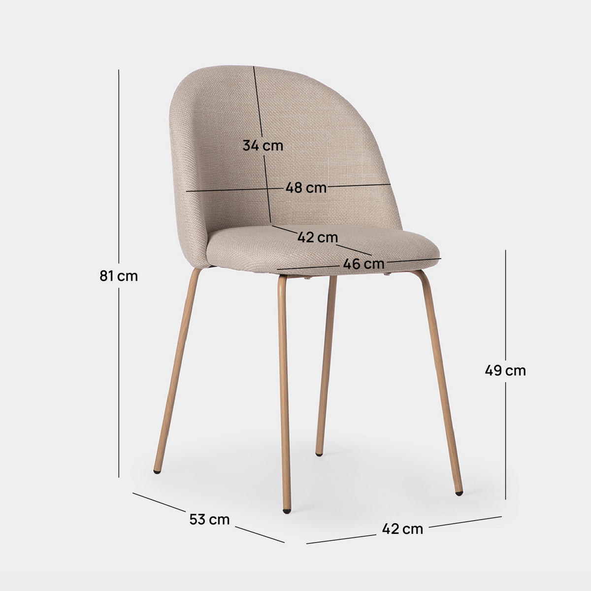 ESSZIMMERSTUHL Olivia Beige 48 cm x 81 cm 4er-Set - Beige, Textil (48/81/53cm) - Klast Home