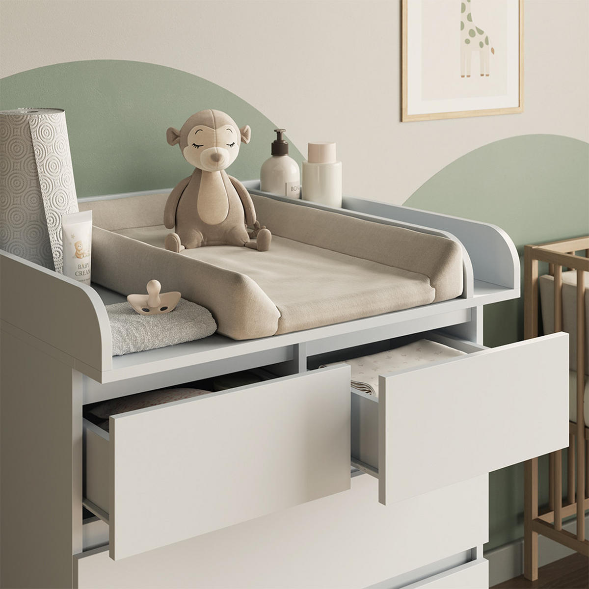 PŘEBALOVACÍ PULT Emma Bílá 80 x 110.2 cm s 5 zásuvkami - bílá, kompozitní dřevo (80/110.2/76cm) - Vicco