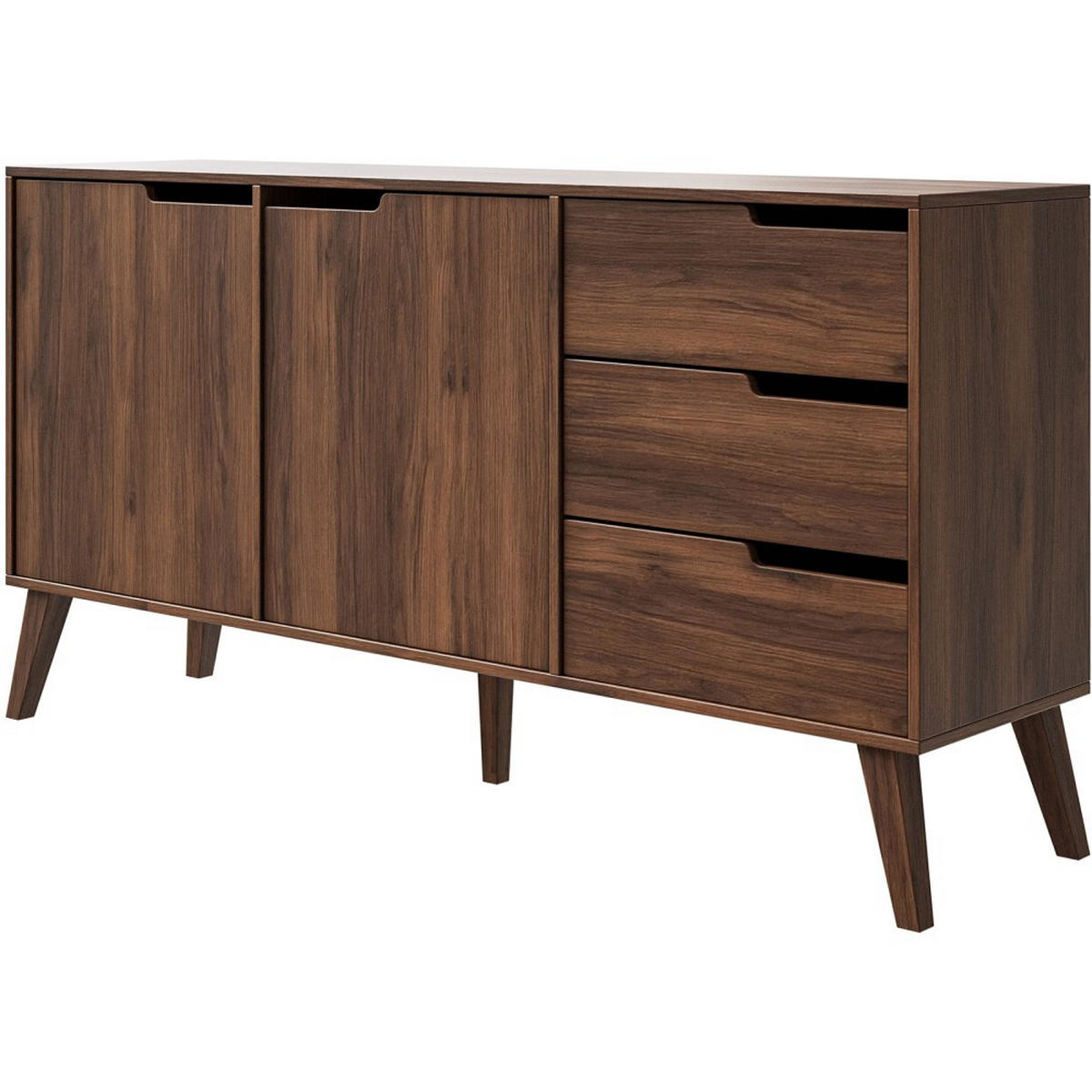 KOMMODE Norel mit 3 Schubalden und 2 Türen, Walnuss - Walnussfarben, Holz/Holzwerkstoff (160/80/40cm) - Beautysofa