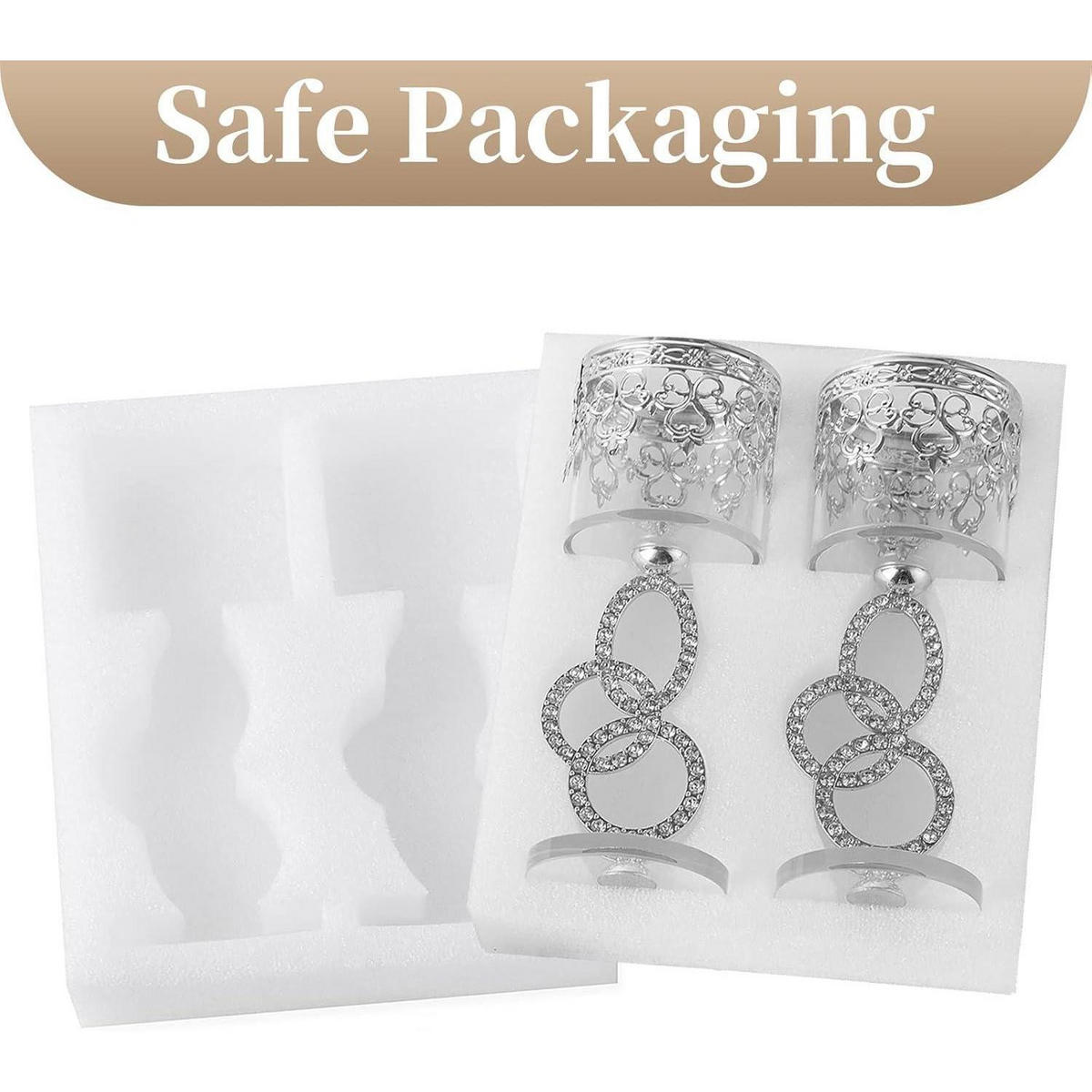 KERZENSTÄNDER 2-teiliges Set Kristall Glas Silber 17,5 cm - Silberfarben, Metall (6.5/17.5/6.5cm)