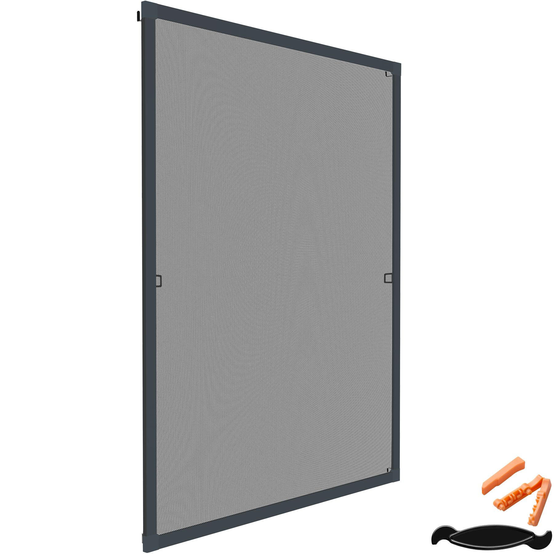 tectake Fliegengitter Anthrazit 130x150x1 cm