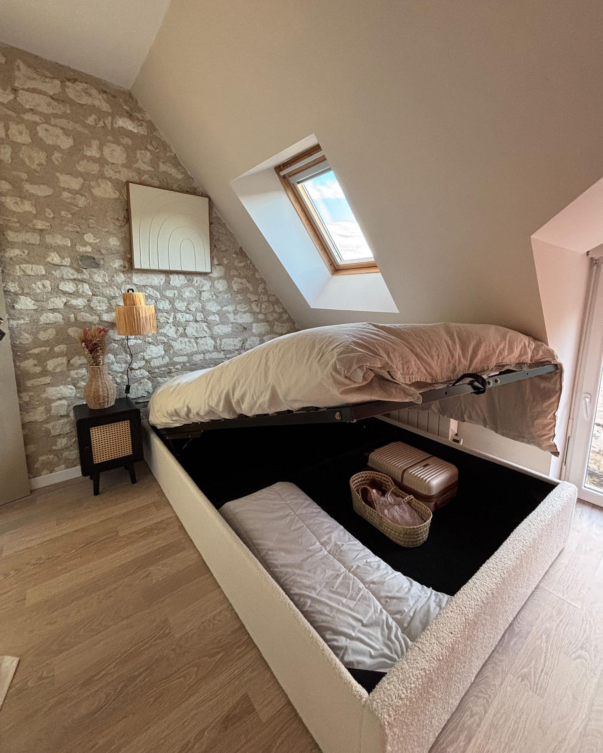 OTTOMANE-BETT 140/200 cm Weiß Dinan - Weiß, Textil (140/200cm) - Beliani