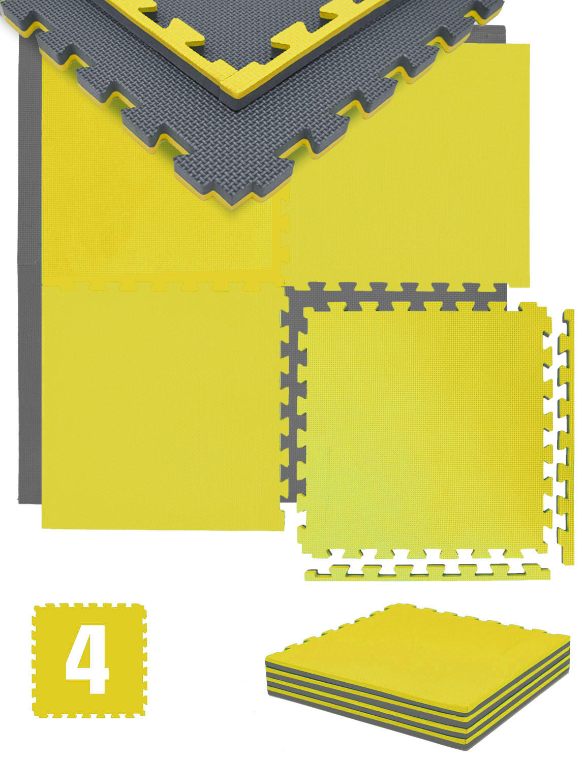 BODENSCHUTZMATTE, 50 /50cm/2cm, Gelb Grau - Gelb, Kunststoff (50/50cm) - eyepower