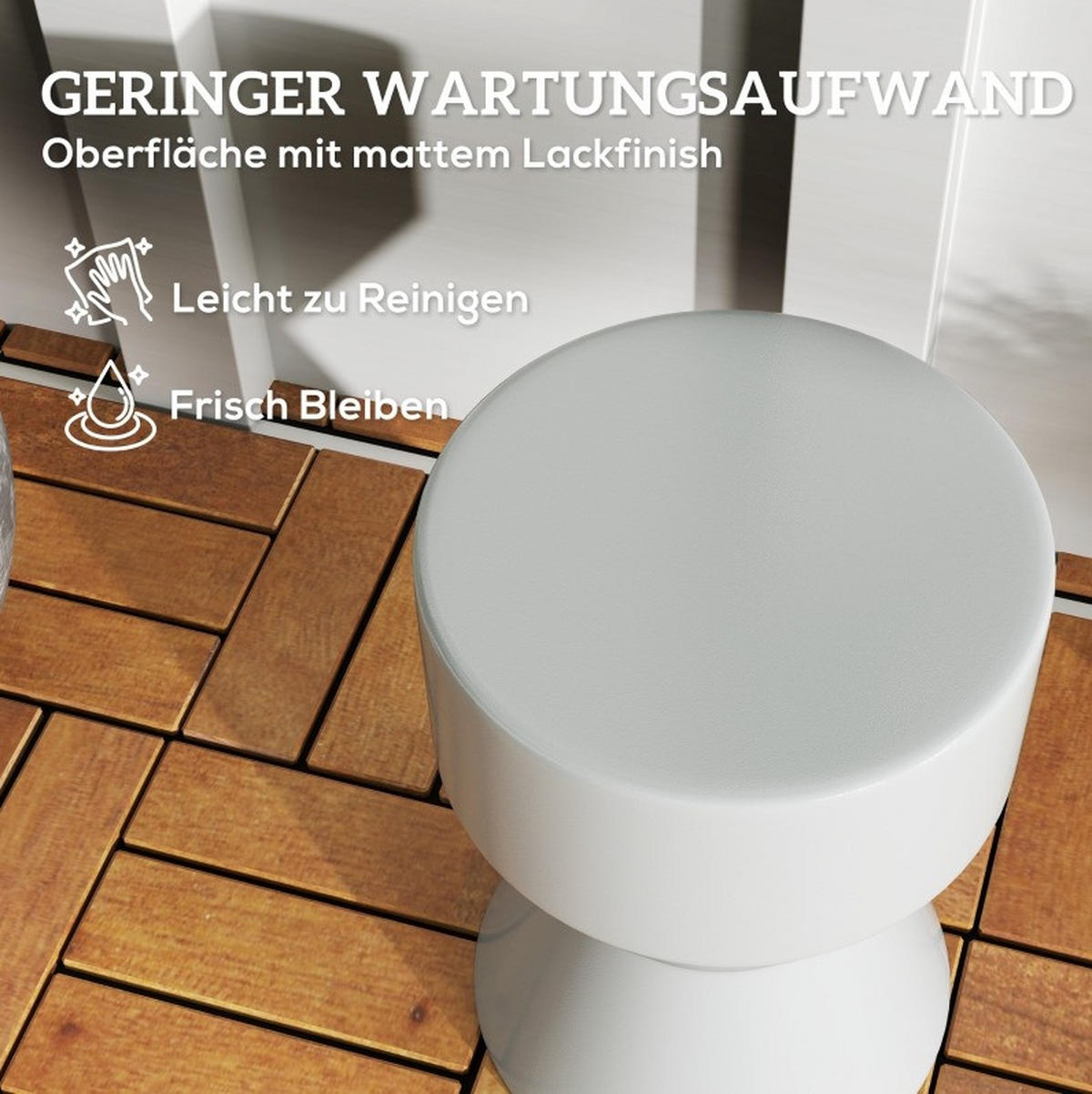 GARTENHOCKER aus Keramik Ø33x45,5 cm Hellgrau wetterfest, vielseitig als Sitzhocker oder Beistelltisch - Hellgrau, Keramik (33/45.5/33cm) - Modfu