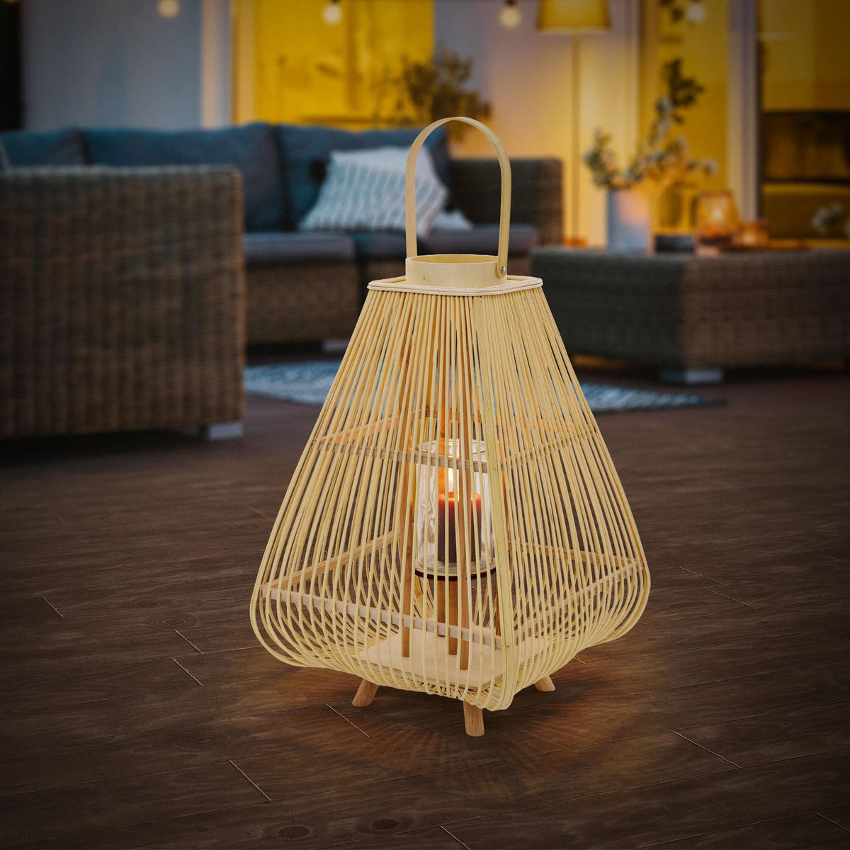 BAMBUSOVÁ LAMPION H: 73,5 cm barva dřeva styl Boho - přírodní, dřevo (38/73.5/38cm)