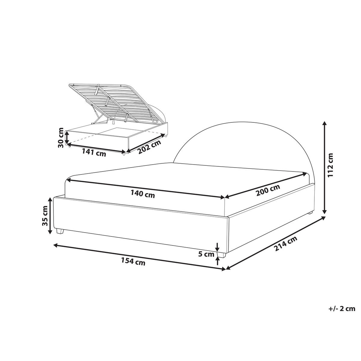 BETT mit Stauraum 140x200 cm Beige Vaucluse - Taupe, Textil (140/200cm) - Beliani