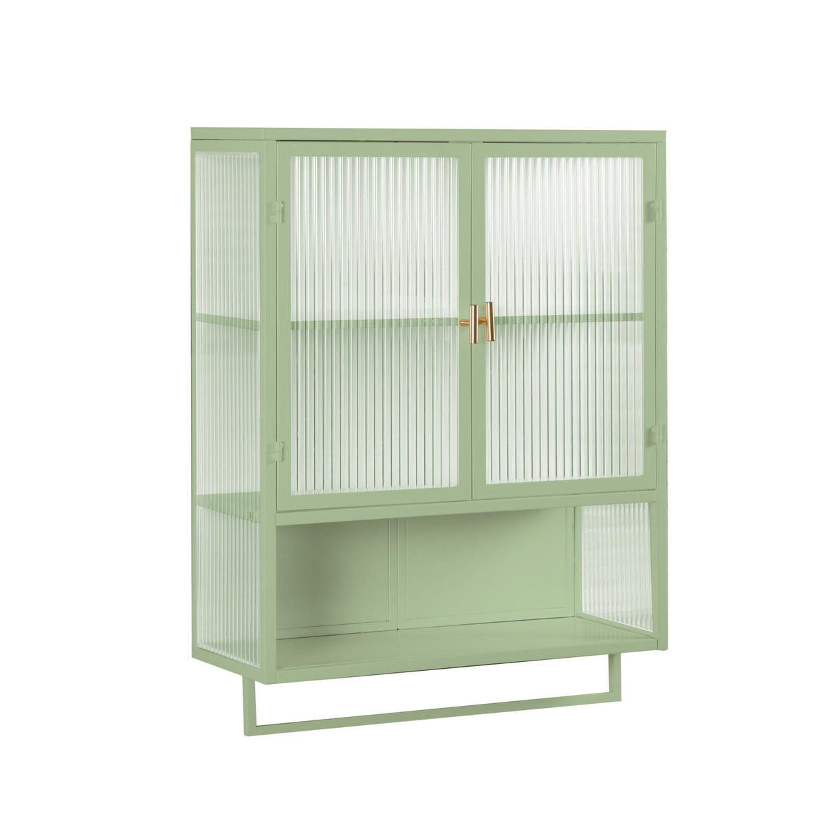 KÜCHENOBERSCHRANK 60/23/78 cm aus Glas und Metall mit geriffelter Glastür und Handtuchhalter Grün - Grün, Holzwerkstoff (60/78/23cm) - Modenvie