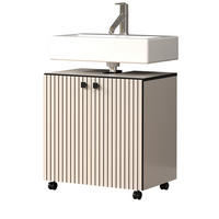 WASCHBECKENUNTERSCHRANK Kaschmir, grau 60 cm, Badschrank auf Rollen - Schwarz/Grau, Holzwerkstoff/Metall (42/64/60cm) - Top.Furn