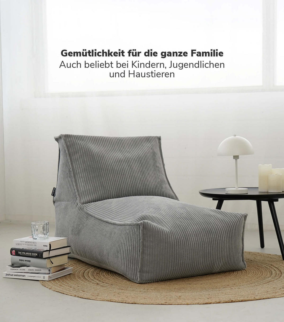 SITZSACK mit Hocker Der Gelassene - Grau, Textil (65/65/155cm) - Mokebo