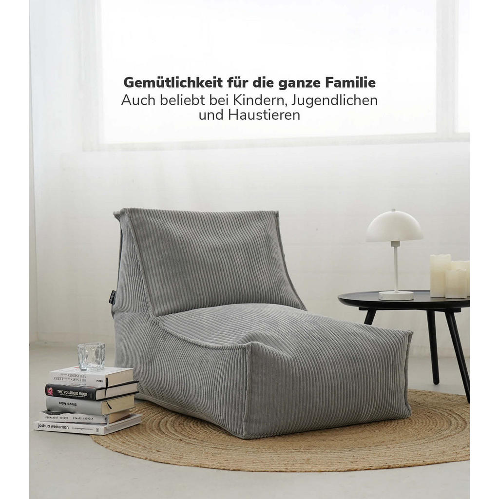 Thumbnail - Mokebo Sitzsack, Grau, Textil, 65x65x155 cm, Oeko-Tex®, Wohnzimmer, Hocker, Sitzsäcke, XXL Sitzsäcke