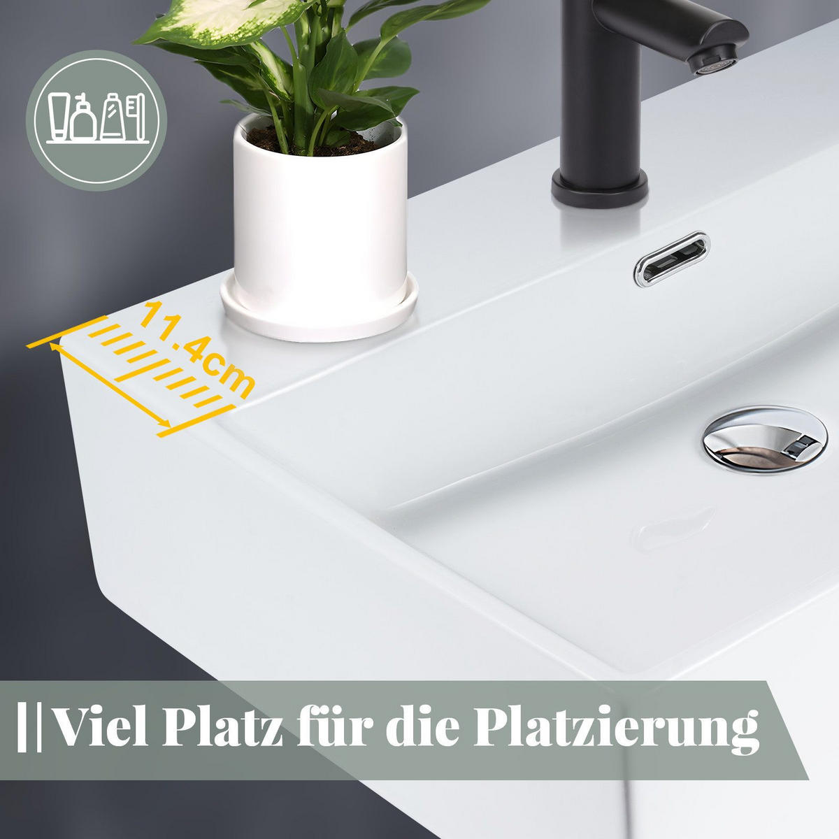 WASCHBECKEN Beatrice II 60/42/15cm - Weiß, Keramik (42/15/60cm) - Nettlife