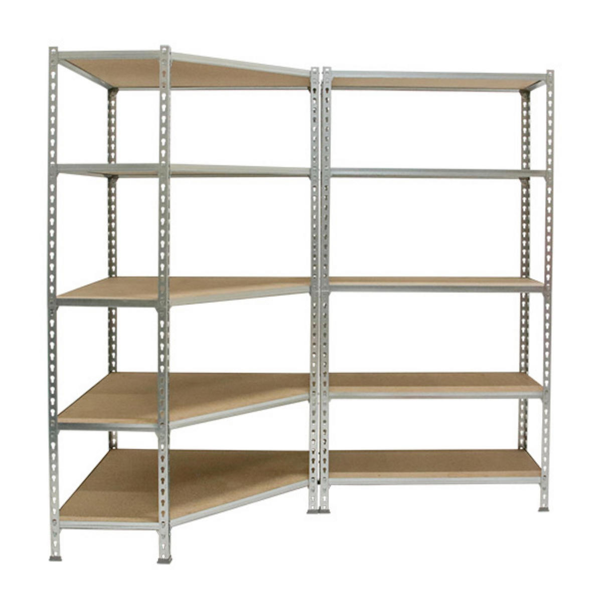 MEGA Deal 1x Eckregal + 1x Schwerlastregal MULI | HxBxT 180x180x40cm | Fachlast 200kg | Verzinkt - Silberfarben, Metall (180/180/40cm) - PROREGAL