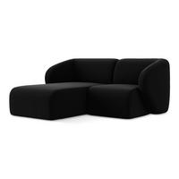 ECKSOFA Links Samt Stoff Schwarz - Schwarz, Holzwerkstoff/Kunststoff (178/166cm) - Makamii