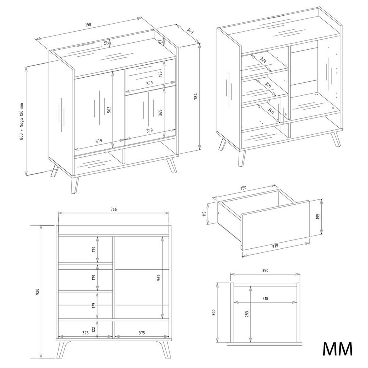 BYRÅ Vit 80/92/35 - Vit, Träbaserade material (80/92/35cm) - RAUMHIRSCH FURNITURE