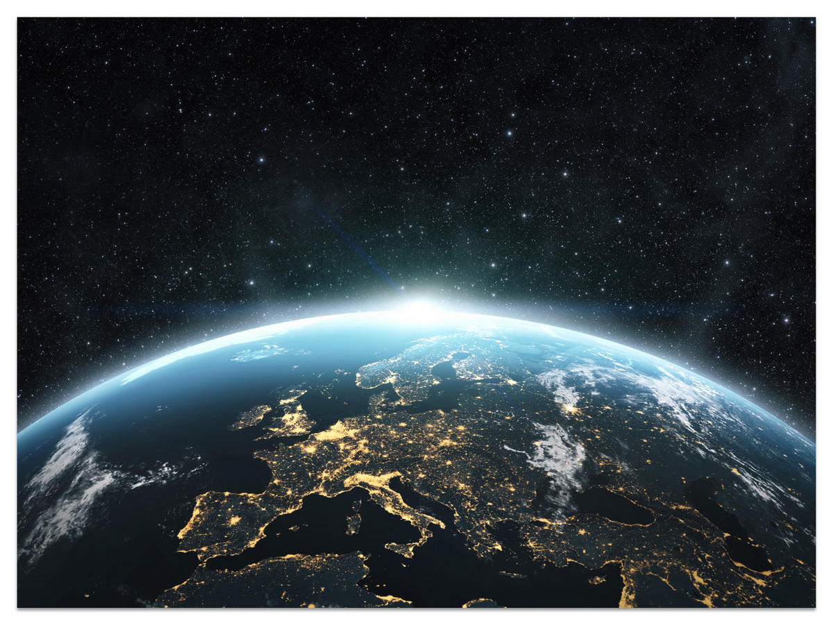 FOTOTAPETE für Wohnzimmer Erde Aus Dem Kosmos Planet 300x210 - Blau/Gelb, Papier (300/210cm) - Muralo