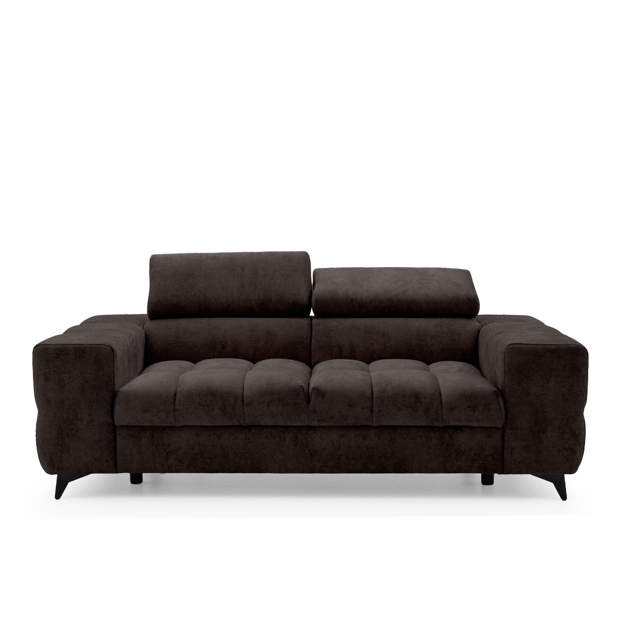 2-SITZER Sofa PUDDING 209 cm Velours Dunkelbraun - Dunkelbraun/Schwarz, Holz/Textil (209/93/100cm) - Muffo