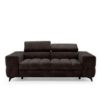 2-SITZER Sofa PUDDING 209 cm Velours Dunkelbraun - Dunkelbraun/Schwarz, Holz/Textil (209/93/100cm) - Muffo