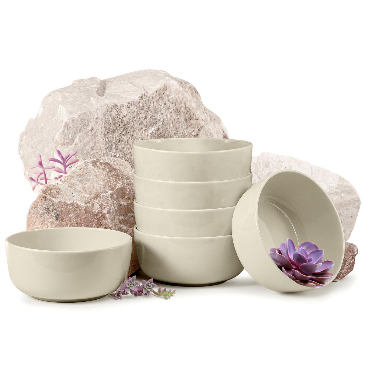 SCHÜSSEL-SET VICTO 6 Personen 6-tlg - Beige, Keramik - KONSIMO®