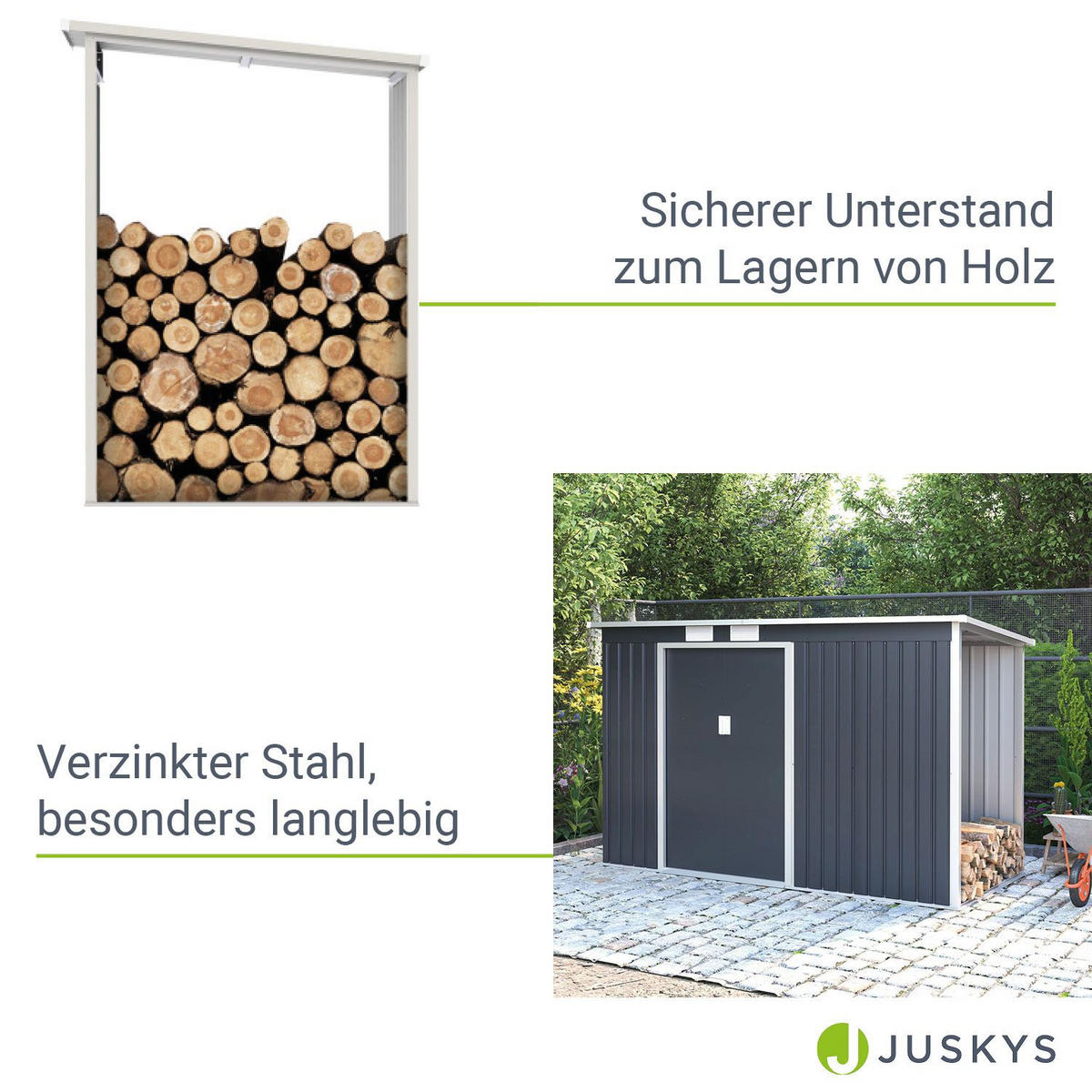 HOLZUNTERSTAND für Metall Geräteschuppen M rechts - Dunkelgrau, Metall (65/171/130cm) - Juskys