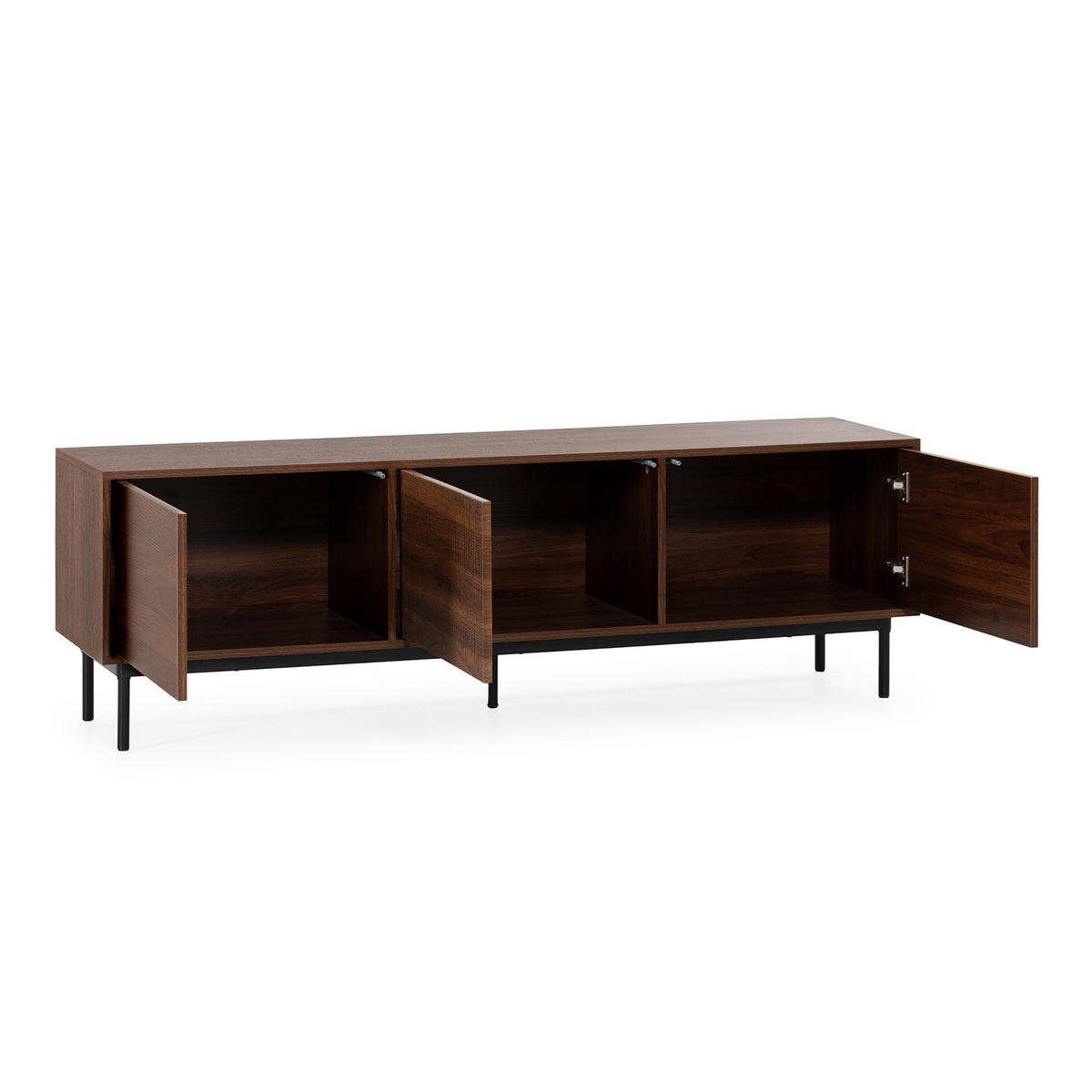 COMODĂ TV Florida cu 3 uși, aspect de nuc comun - culoare nucă, compozit lemnos (160/50/40cm) - VS Venta-stock