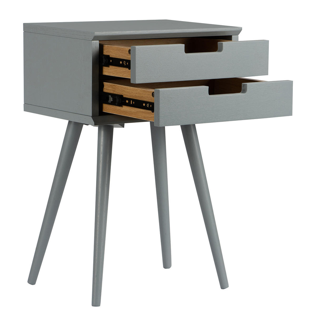 NACHTTISCH mit 2 Schubladen - Braun/Grau, Eichenholz/Holz (40/61/30cm) - home24
