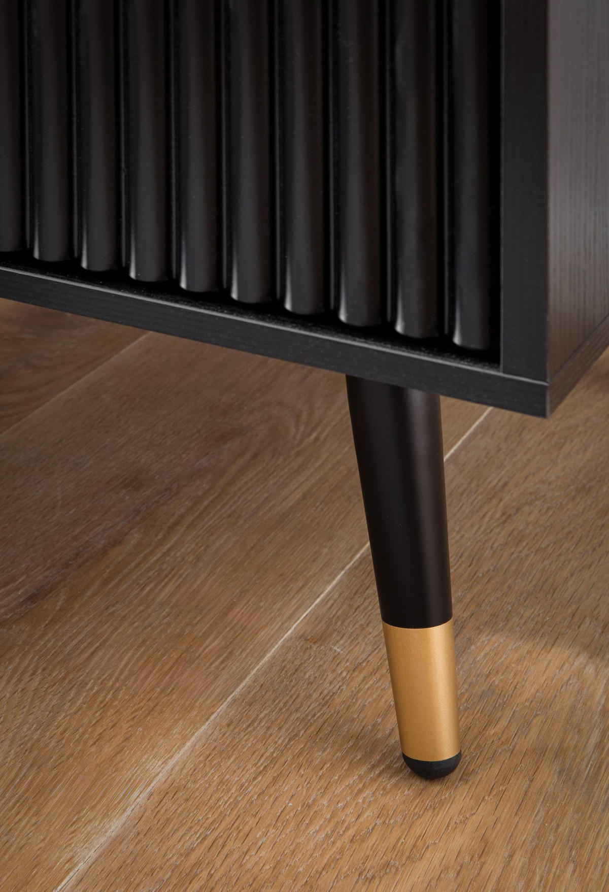 NACHTTISCH – Schwarz/Eiche-Dekor, 43,5x39x56 cm, mit Schubladen, modern - Goldfarben/Schwarz, Holzwerkstoff/Metall (44/56/39cm) - KADIMA DESIGN