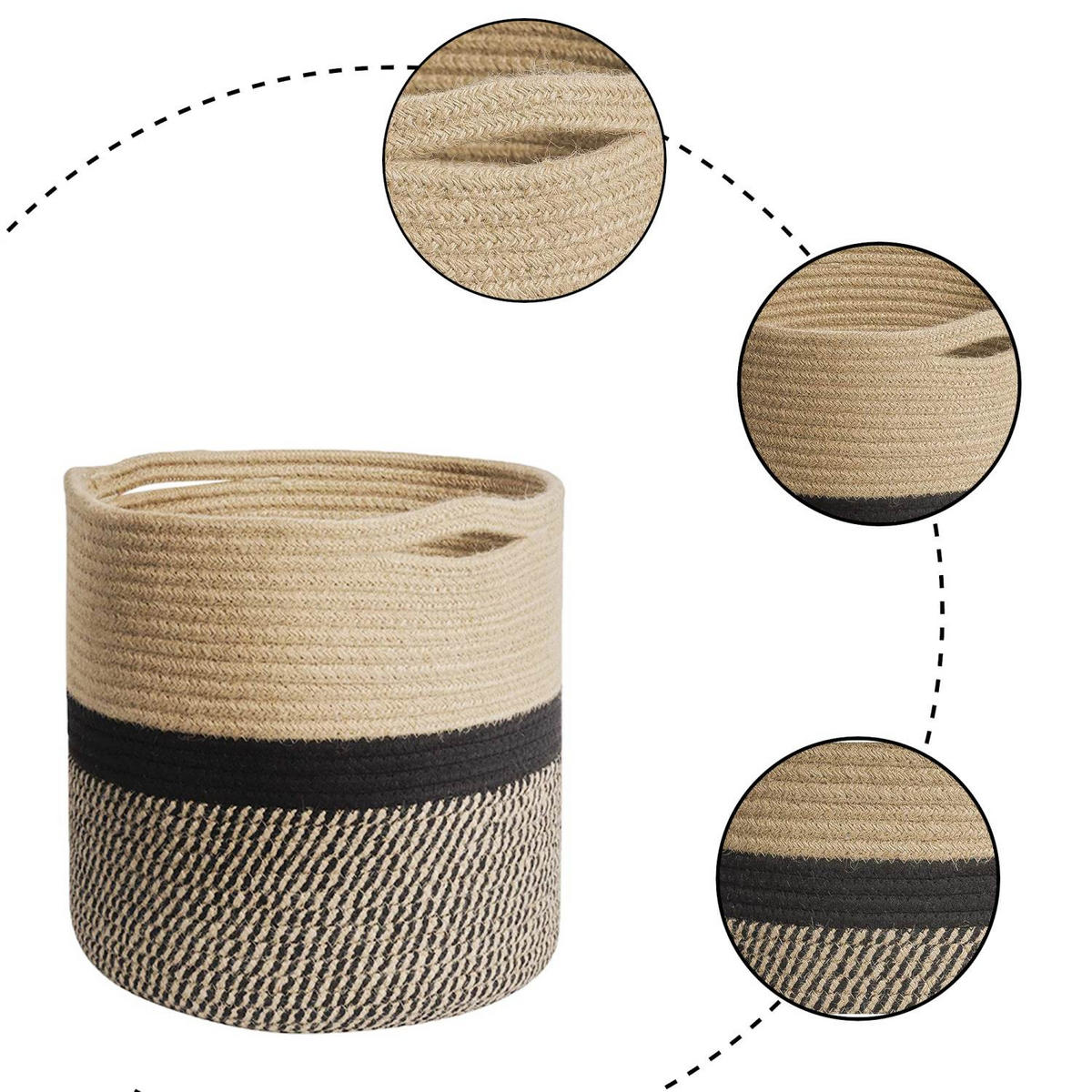 PFLANZKORB aus Baumwollseil 20 / 20 cm - Braun, Textil (20cm)