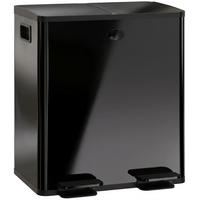 MÜLLTRENNSYSTEM 2x20L 45,8/36/51,6 cm Edelstahl Schwarz Tretmülleimer Küche - Schwarz, Metall (36/51.6/45.8cm) - Rolipo