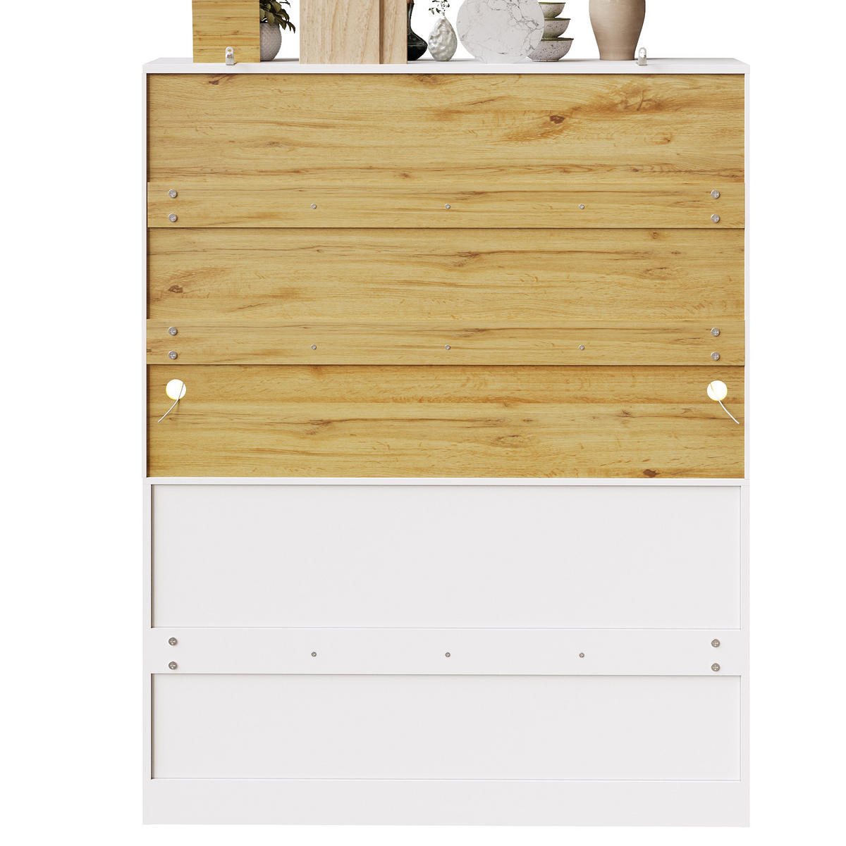 KÜCHENSCHRANK mit LED-Beleuchtung 140x40x175 cm MDF White - Weiß, Holzwerkstoff (40/175/140cm) - Meubliv