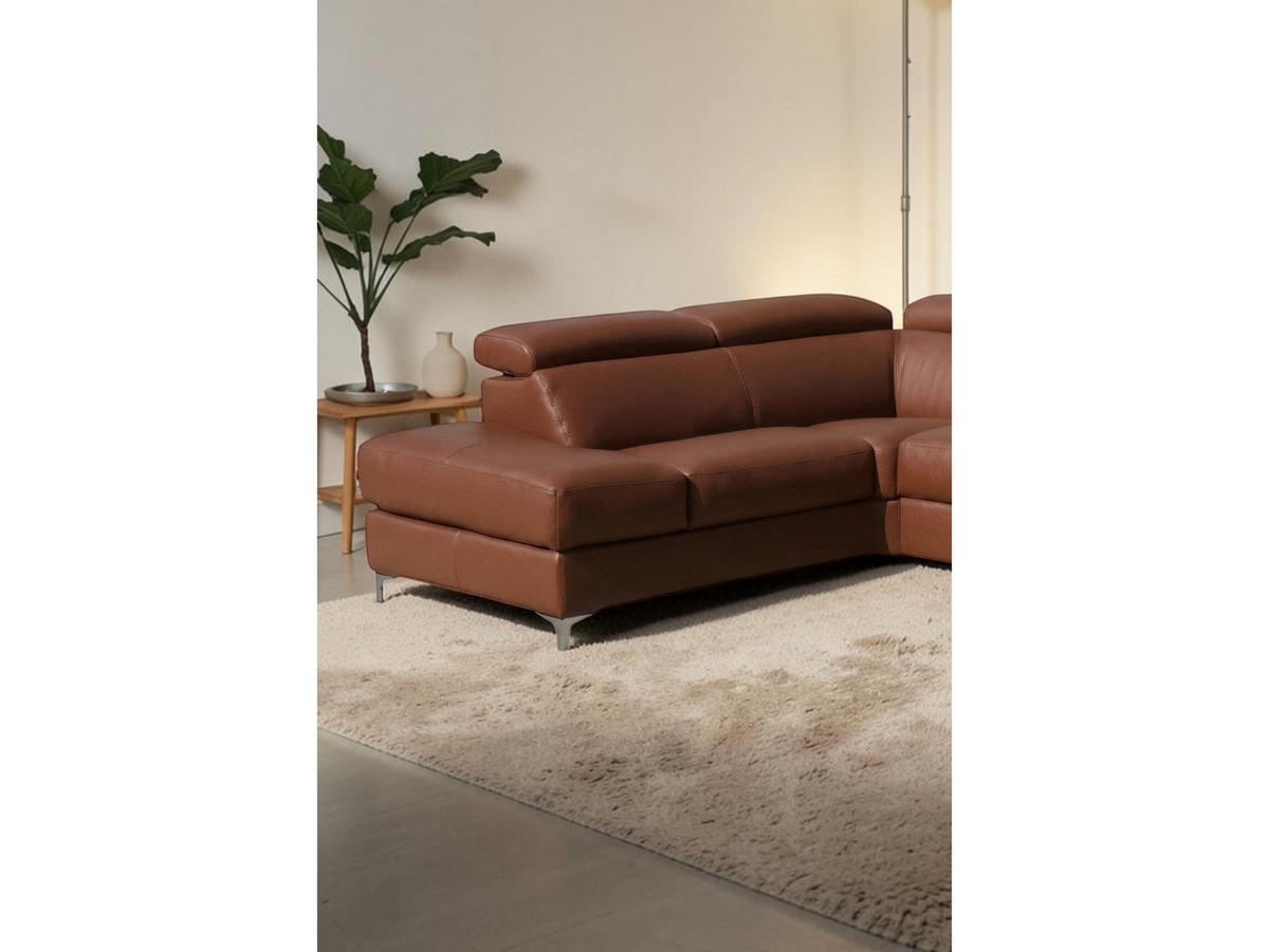 ECKSOFA Avenger Echtleder Cognacbraun - Cognac, Leder/Metall (271/81/224cm)