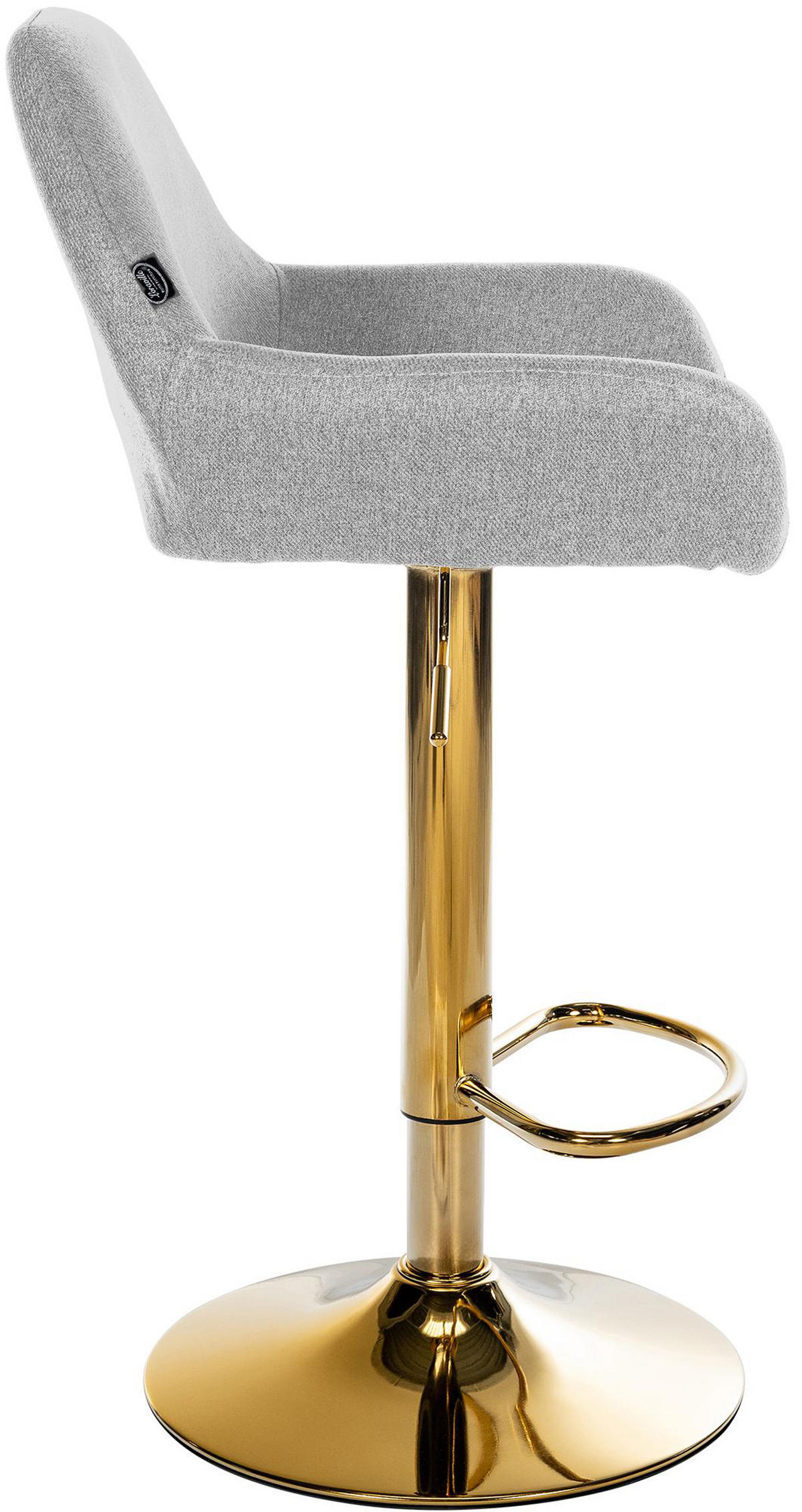 BARHOCKER 2er Set Prag Gold Stoff grau - Goldfarben/Grau, Textil/Metall (51/109/52cm) - TPFLiving