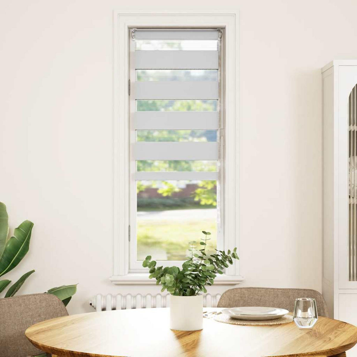 DOPPELROLLO 40/150 cm Stoffbreite 35,9 cm aus Polyester Weiß - Weiß, Textil (40/150cm) - vidaXL