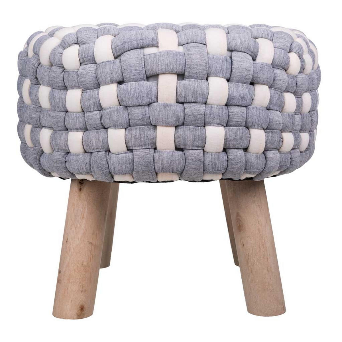 HOCKER aus Holz und Baumwolle, grau, 40x36cm - Multicolor, Holz (40/36/40cm) - Wanderlust