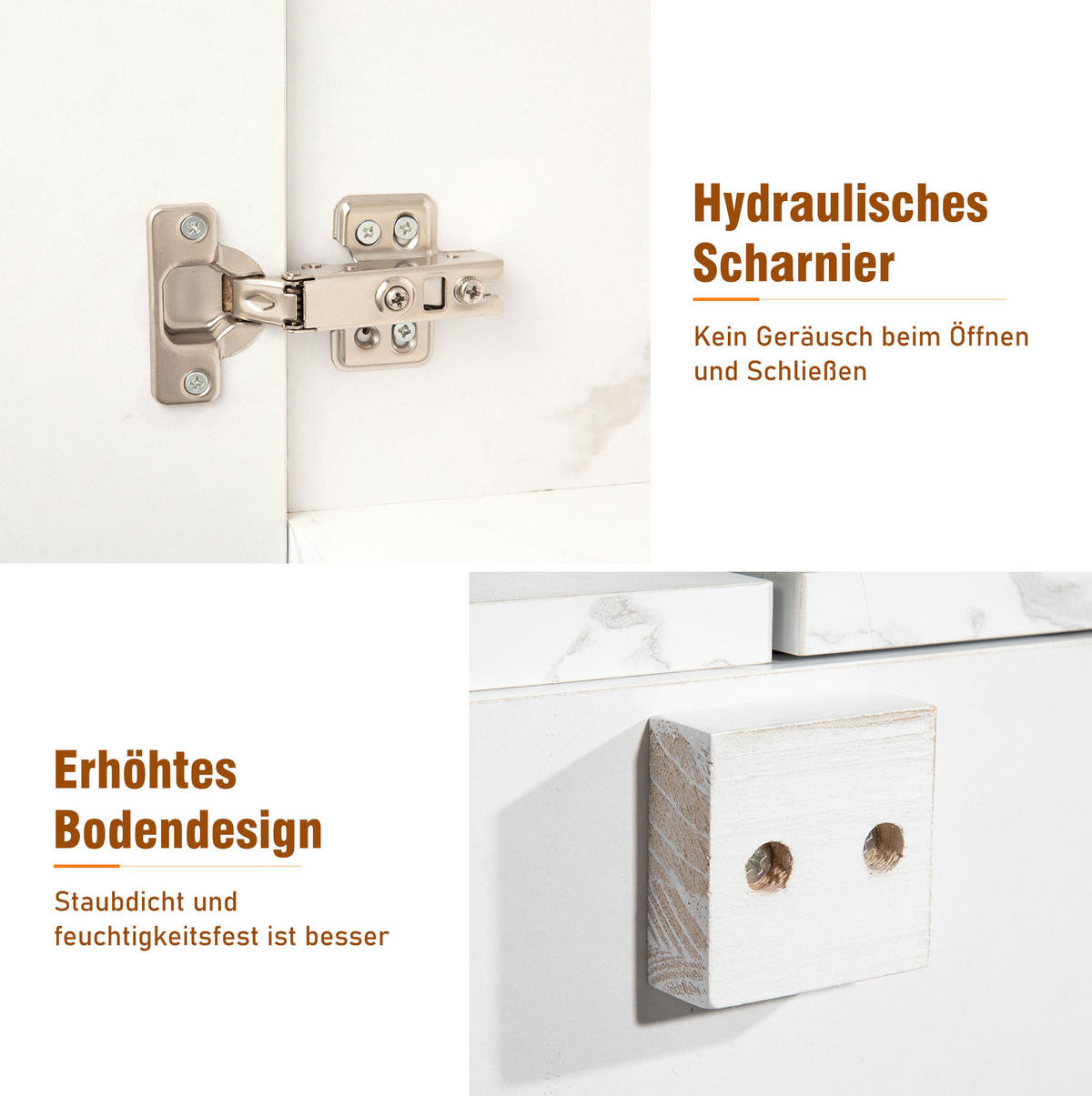 SIDEBOARD 208/39,5/80 cm z dřevotřísky bílá s mramorovým dekorem - bílá, kompozitní dřevo (208/80/39.5cm) - Modenvie
