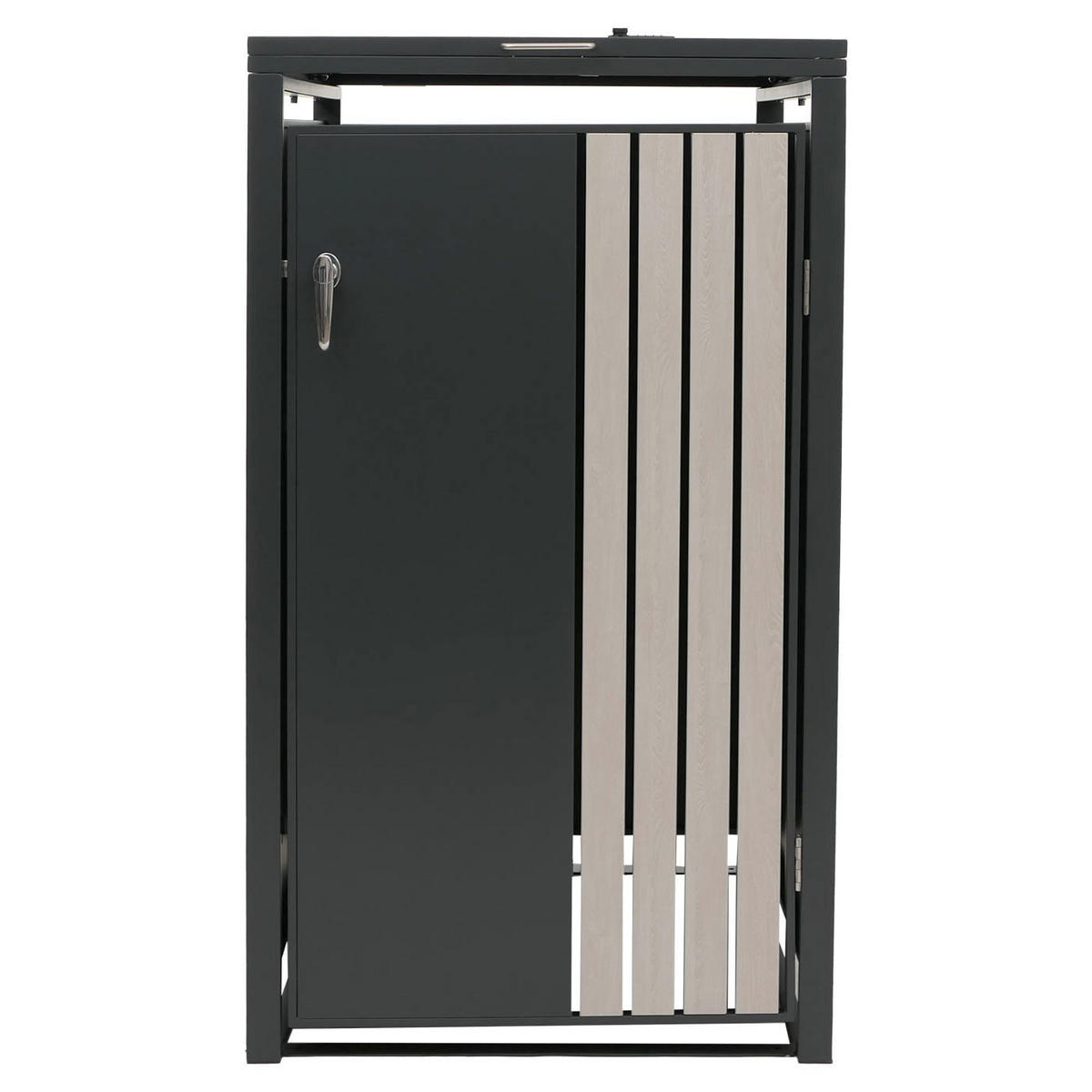 MÜLLTONNENBOX 1er mit Deckel HxBxT 122x68x84cm Anthrazit Holzoptik hell - Anthrazit, Metall (68/122/84cm) - PROREGAL