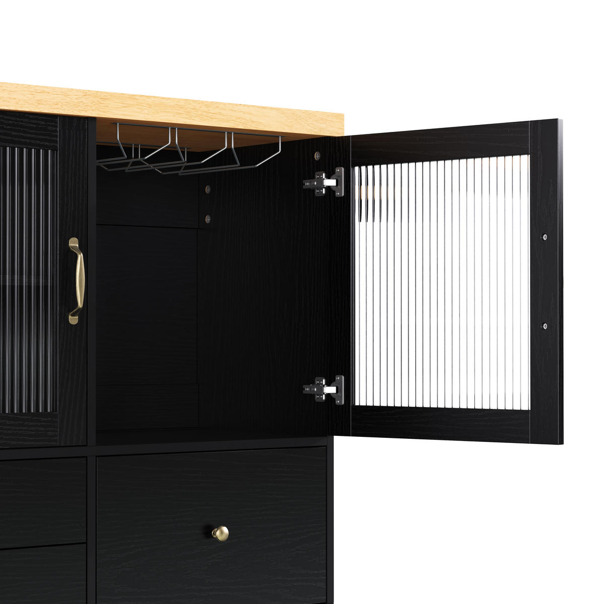 KÜCHENINSEL DE-41114 100/42-70/91,5 cm mit ausklappbarer Arbeitsplatte Schwarz - Schwarz, Holzwerkstoff (100/91.5/42cm) - ComfortXL