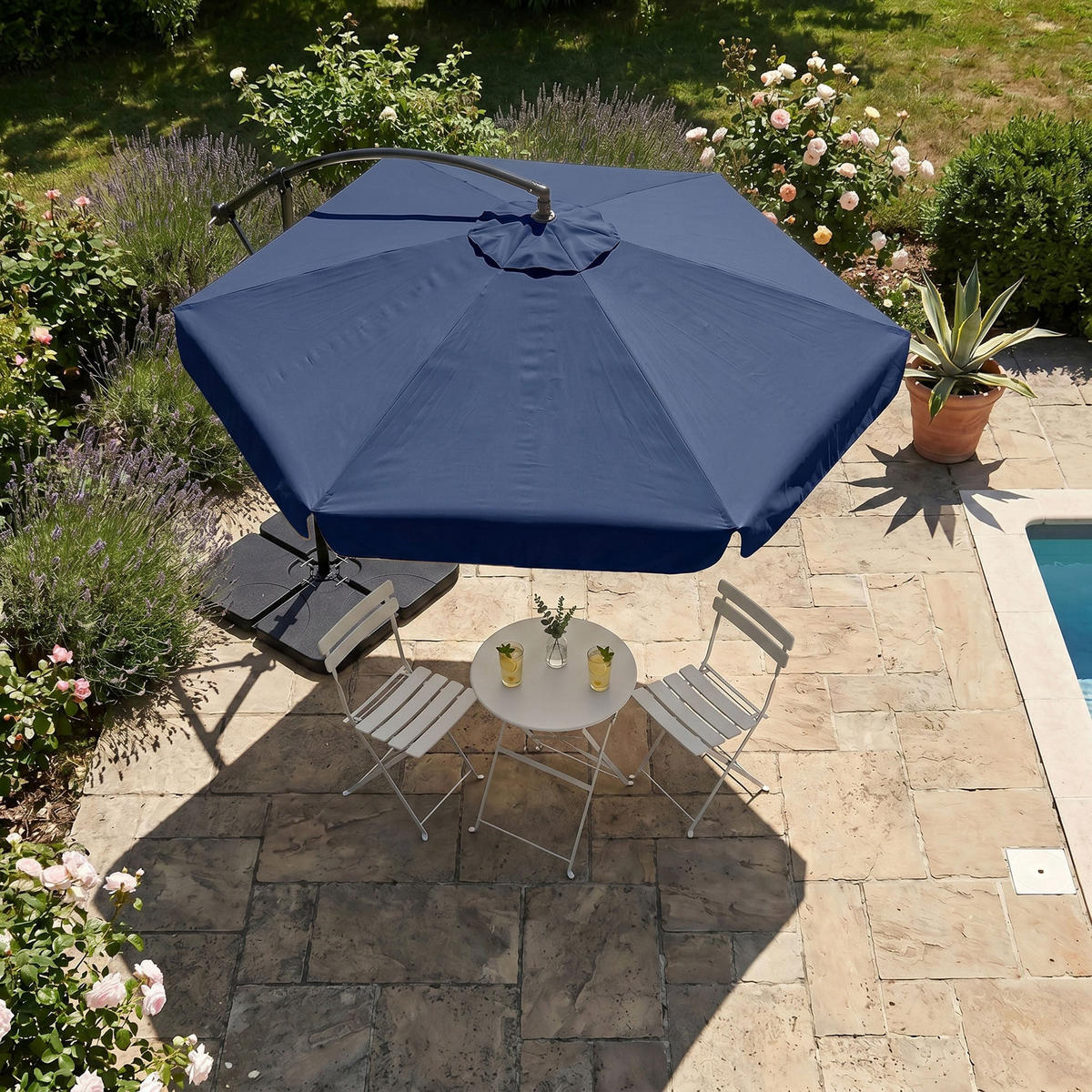 SONNENSCHRIM Marine 245/300 cm - Schwarz/Dunkelblau, Metall (300/300cm) - Akord