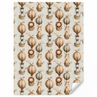 KINDERTAPETE - Safari - Heißluftballons - Taupe - 200x260 cm - Beige, Papier (200/260cm) - OnlyWow
