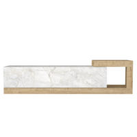 MOEBEL17 TV Lowboard 150 cm – Modernes Lowboard TV Schrank – TV Board Wohnzimmer – Fernsehtisch – TV Möbel Sideboard Modern – Modell Bliss - Weiß/Braun, Holzwerkstoff (150/37/30cm) - moebel17