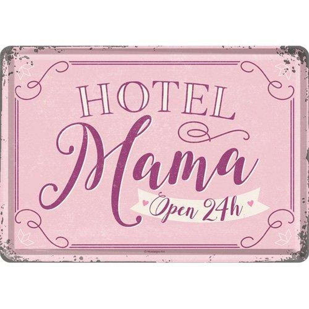MINIBLECHSCHILD 10/14 cm Word Up Hotel Mama - Multicolor, Metall (14/10/0.1cm) - Nostalgic-Art