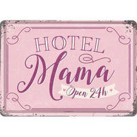 MINIBLECHSCHILD 10/14 cm Word Up Hotel Mama - Multicolor, Metall (14/10/0.1cm) - Nostalgic-Art
